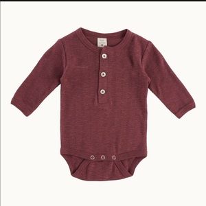 Long Sleeve Henley Bodysuit - Dark Cherry